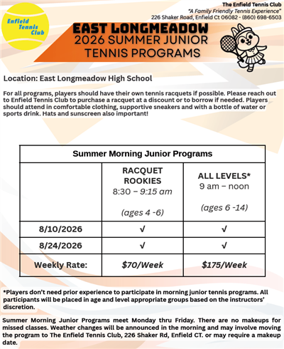 Summer 2026 Junior Tennis