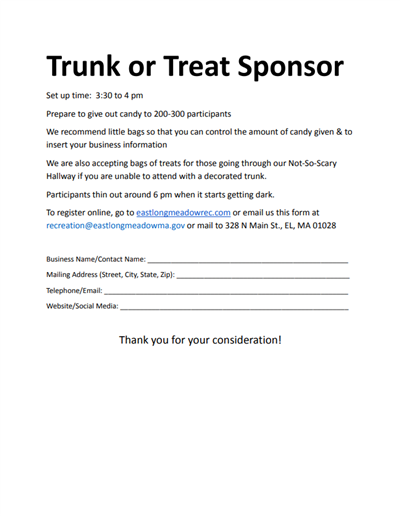 Trunk or Treat 2025 Sponsor Form